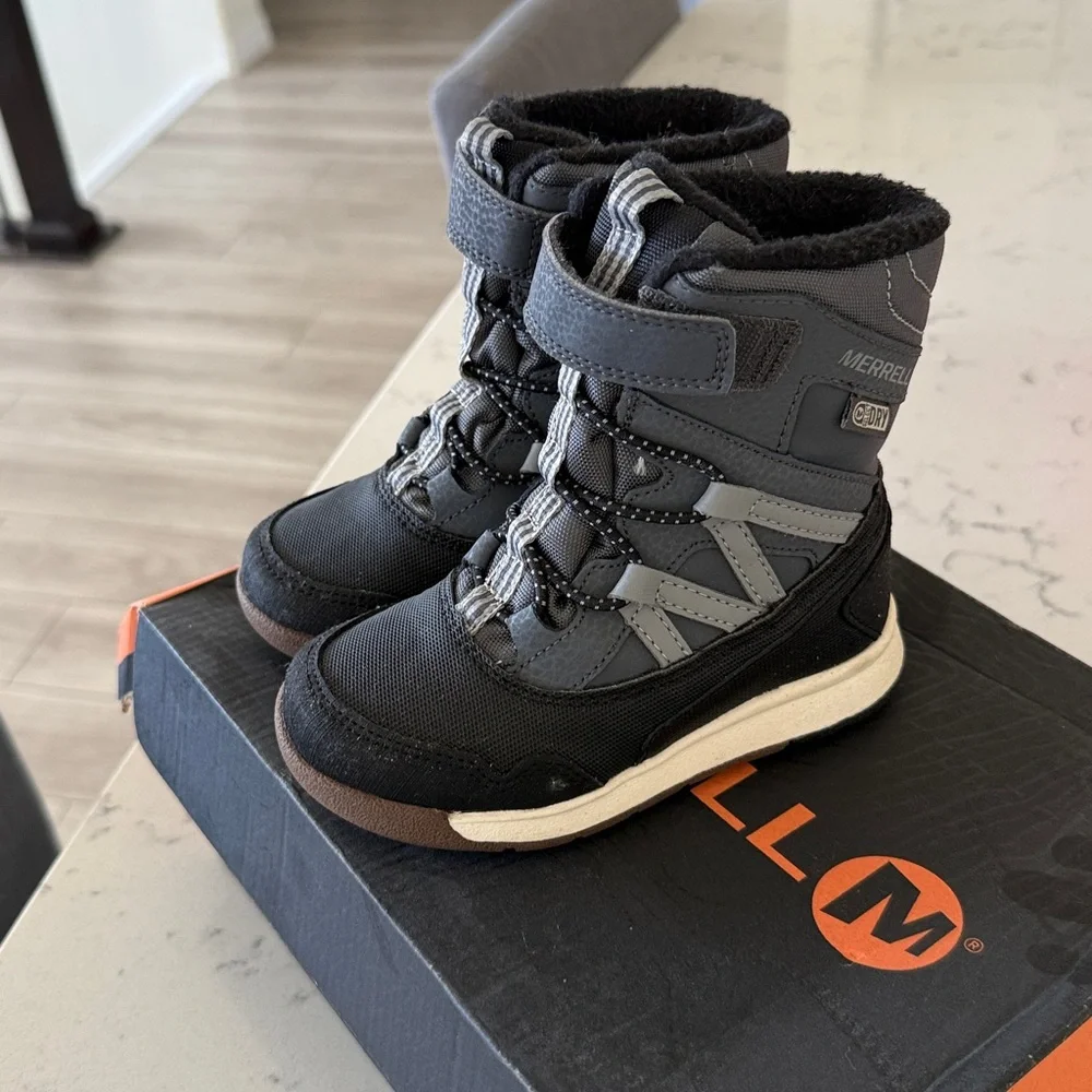 Merrell Toddler M-Snow CRUSH JR waterproof grey/black 8 New